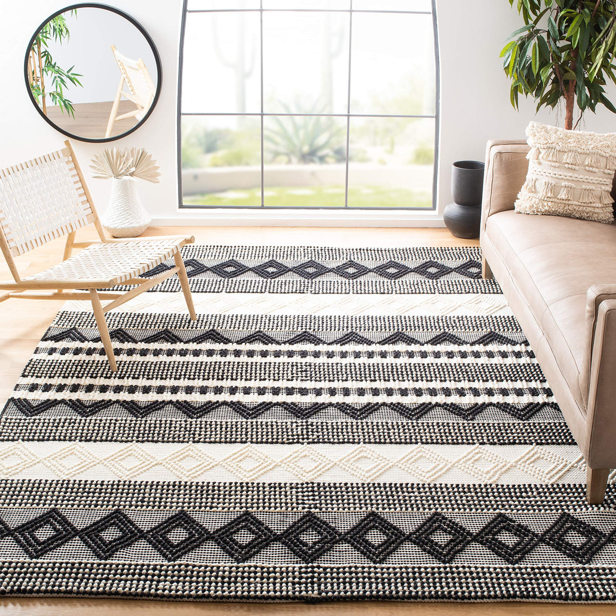 SAFAVIEH Natura Wool Area Rug 3'x5', Soft Plush Boho Grey & Ivory NAT102A