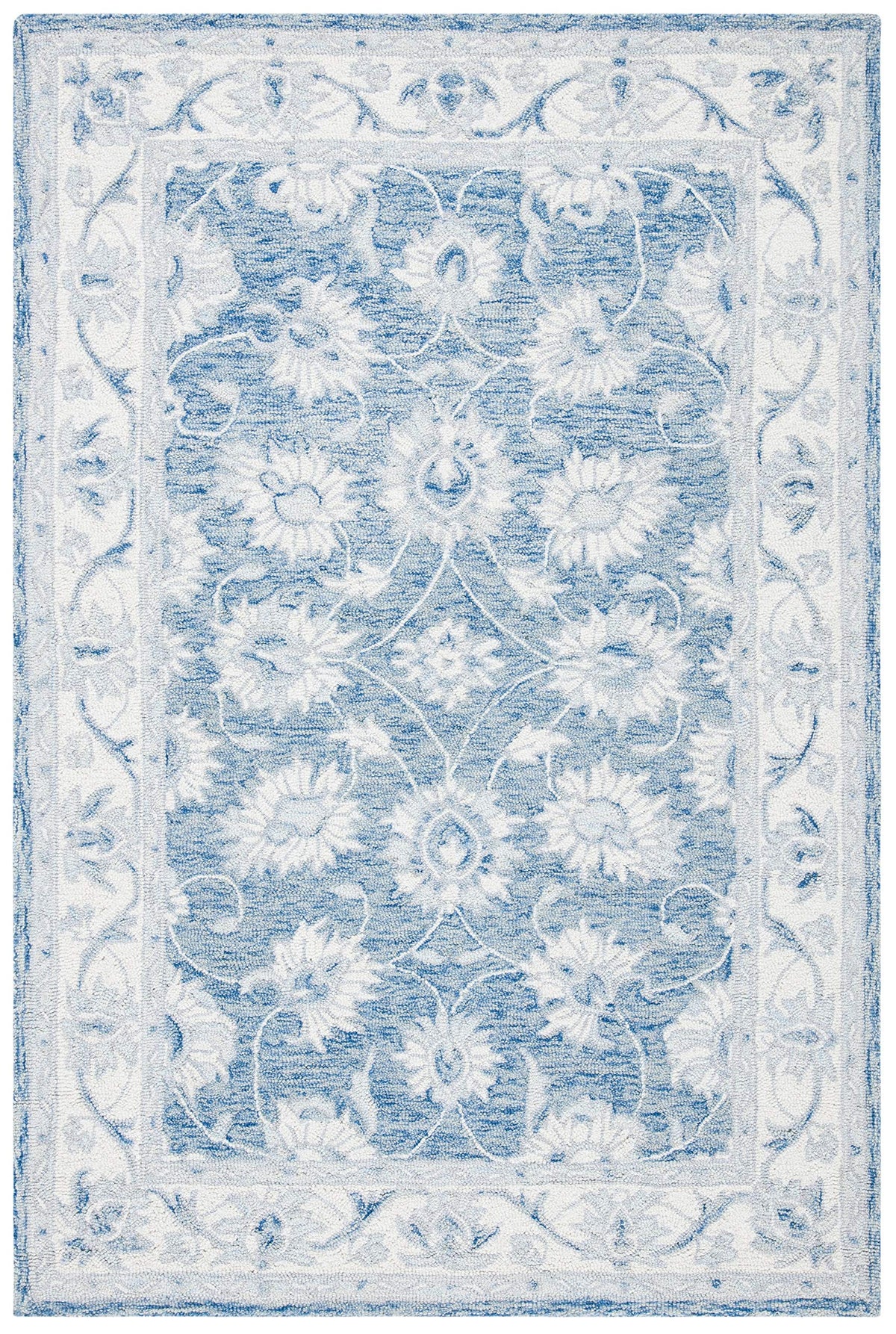 SAFAVIEH Micro-Loop Collection Area Rug - 6' x 9', Light Blue & Ivory, Handmade Wool, Ideal for High Traffic Areas in Living Room, Bedroom (MLP536L)
