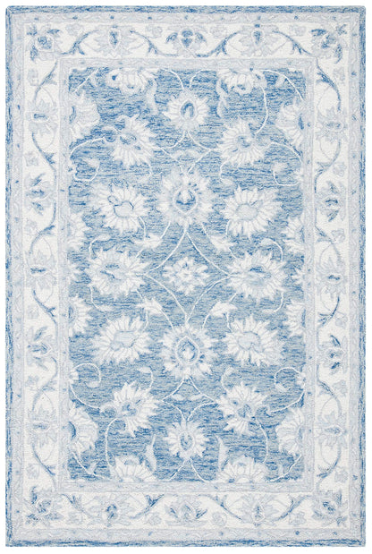 SAFAVIEH Micro-Loop Collection Area Rug - 6' x 9', Light Blue & Ivory, Handmade Wool, Ideal for High Traffic Areas in Living Room, Bedroom (MLP536L)