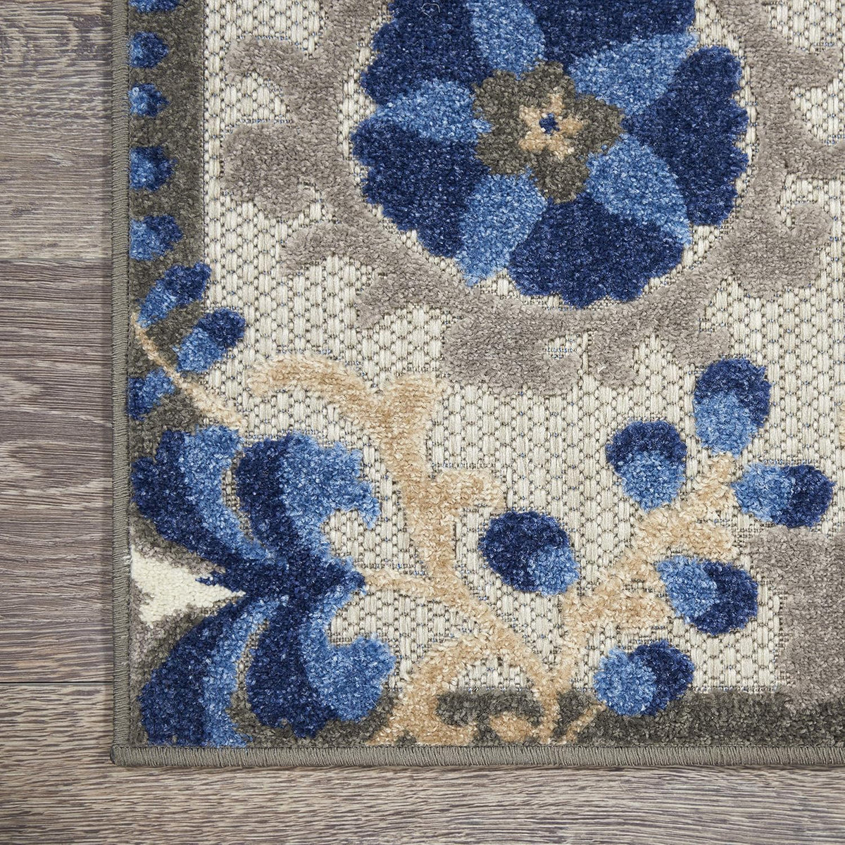 Nourison Home Aloha Natural Blue 2'3" x 10' Area Rug - Easy Clean, Non Shedding, Bed Room, Living Room, Dining Room, Kitchen (10' Runner)