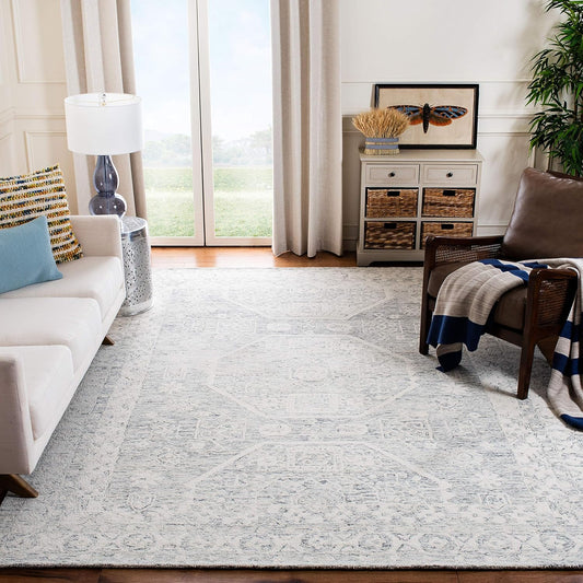SAFAVIEH Micro-Loop Collection Area Rug - 9' x 12', Charcoal & Ivory, Handmade Wool, Ideal for High Traffic Areas in Living Room, Bedroom (MLP524H)