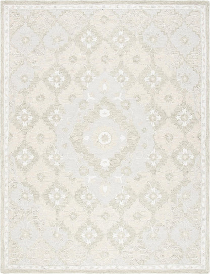 SAFAVIEH Area Rug 8x10 - Micro-Loop Collection - Large - Beige & Grey, Handmade Wool, Ideal for Living Room, Bedroom, Office, Dining Space (MLP377B)