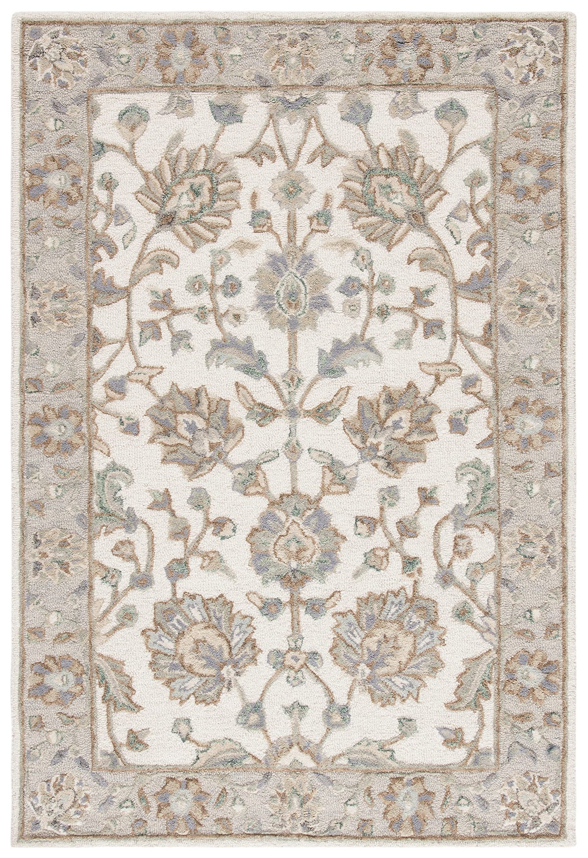 SAFAVIEH Glamour Collection 9' x 12' Ivory/Grey GLM628A Handmade Premium Wool Area Rug
