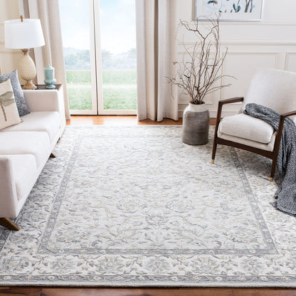 SAFAVIEH Glamour Collection 9' x 12' Ivory/Grey GLM628A Handmade Premium Wool Area Rug