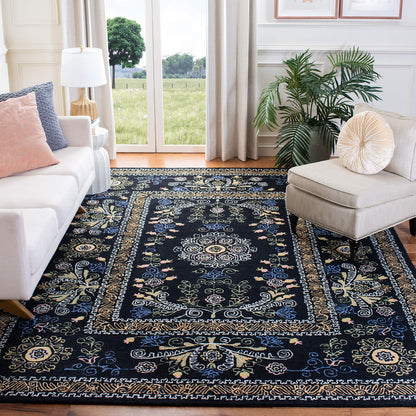 SAFAVIEH Micro-Loop Collection Area Rug - 9' x 12', Blue & Green, Handmade Wool, Ideal for High Traffic Areas in Living Room, Bedroom (MLP522M)