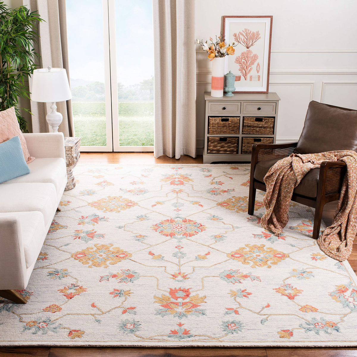 SAFAVIEH Micro-Loop Collection Area Rug - 9' x 12', Ivory & Grey, Handmade Wool, Ideal for High Traffic Areas in Living Room, Bedroom (MLP534F)