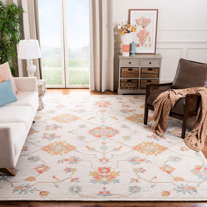 SAFAVIEH Micro-Loop Collection Area Rug - 9' x 12', Ivory & Grey, Handmade Wool, Ideal for High Traffic Areas in Living Room, Bedroom (MLP534F)