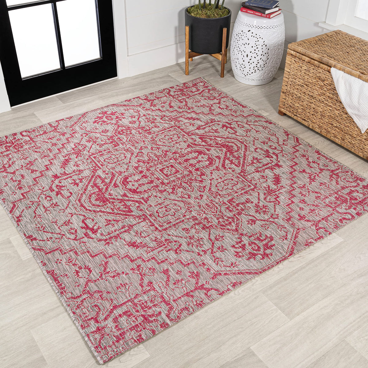 JONATHAN Y Boho Medallion Indoor Outdoor Area Rug 8X10 Black/Gray, Estrella Textured Weave for Backyard, Patio, Porch, Easy-Cleaning, High Traffic, Pet-Friendly, Non-Shedding (SMB105D-8)