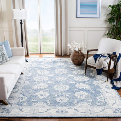 SAFAVIEH Micro-Loop Collection Area Rug - 6' x 9', Light Blue & Ivory, Handmade Wool, Ideal for High Traffic Areas in Living Room, Bedroom (MLP536L)