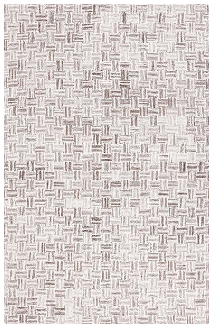 SAFAVIEH Micro-Loop Collection Area Rug - 5' Square, Light Grey & Ivory, Handmade Wool, Ideal for High Traffic Areas in Living Room, Bedroom (MLP537F)