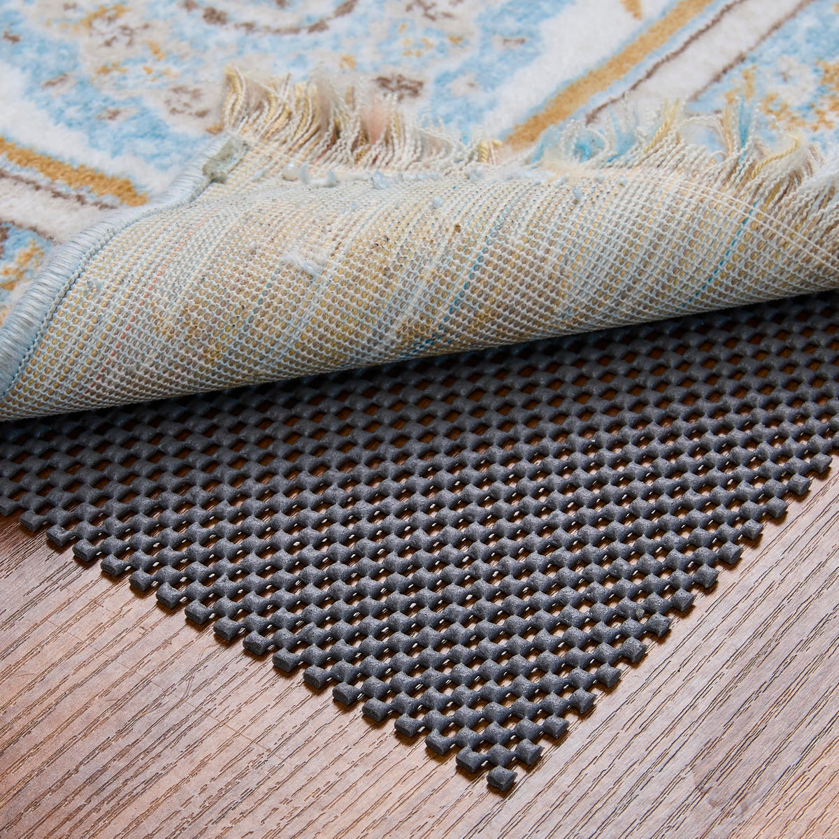 Veken 8x10 Ft Rug Pad Gripper for Hardwood Floors, Non Slip Dark Blue Rug Pads for Area Rugs, Thick Rug Grippers for Tile Floors, Under Carpet Anti Skid Mat, Keep Your Rugs Safe and in Place