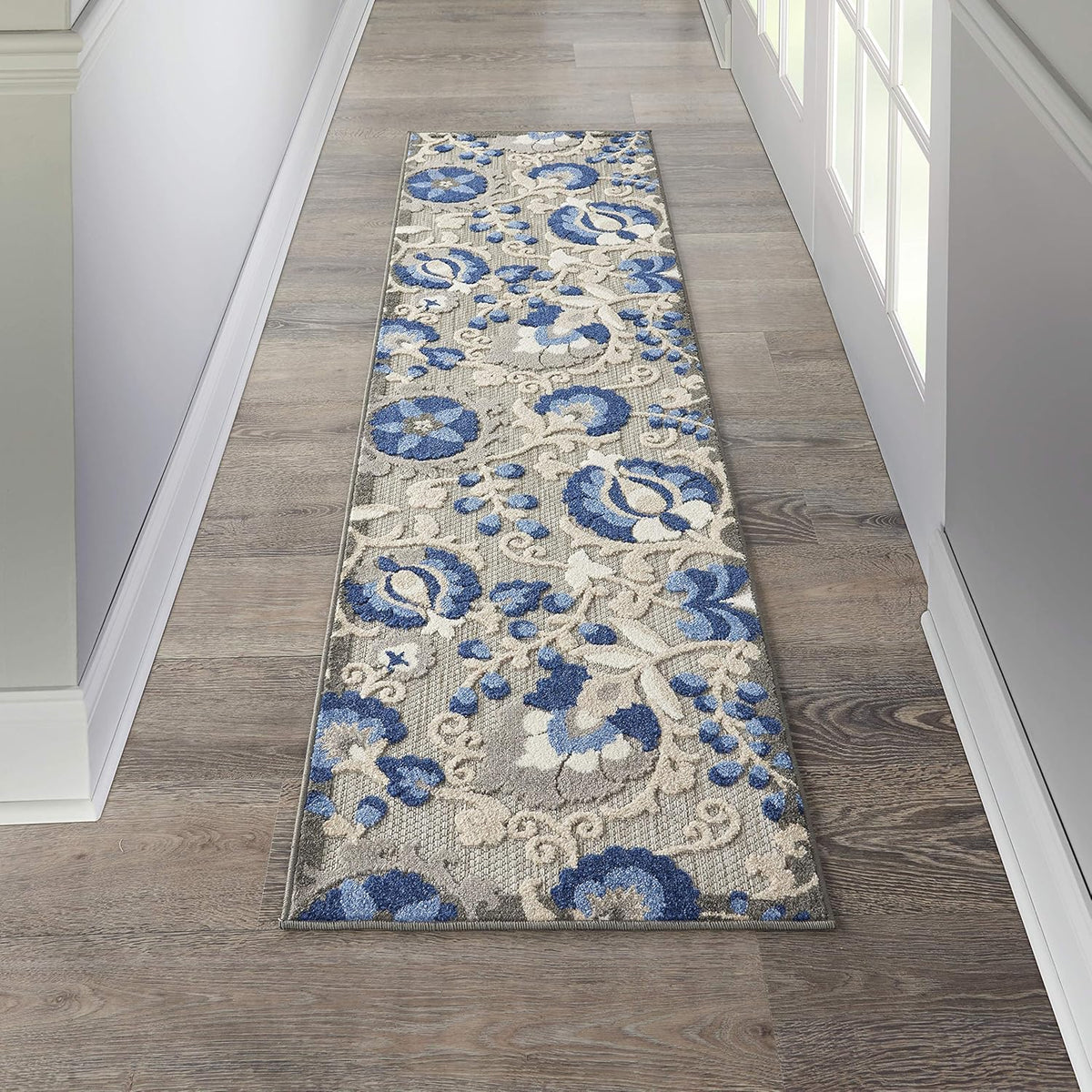 Nourison Home Aloha Natural Blue 2'3" x 10' Area Rug - Easy Clean, Non Shedding, Bed Room, Living Room, Dining Room, Kitchen (10' Runner)