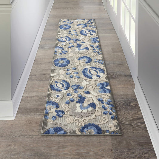 Nourison Home Aloha Natural Blue 2'3" x 10' Area Rug - Easy Clean, Non Shedding, Bed Room, Living Room, Dining Room, Kitchen (10' Runner)