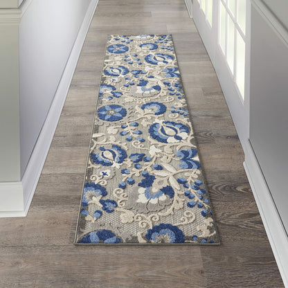 Nourison Home Aloha Natural Blue 2'3" x 10' Area Rug - Easy Clean, Non Shedding, Bed Room, Living Room, Dining Room, Kitchen (10' Runner)