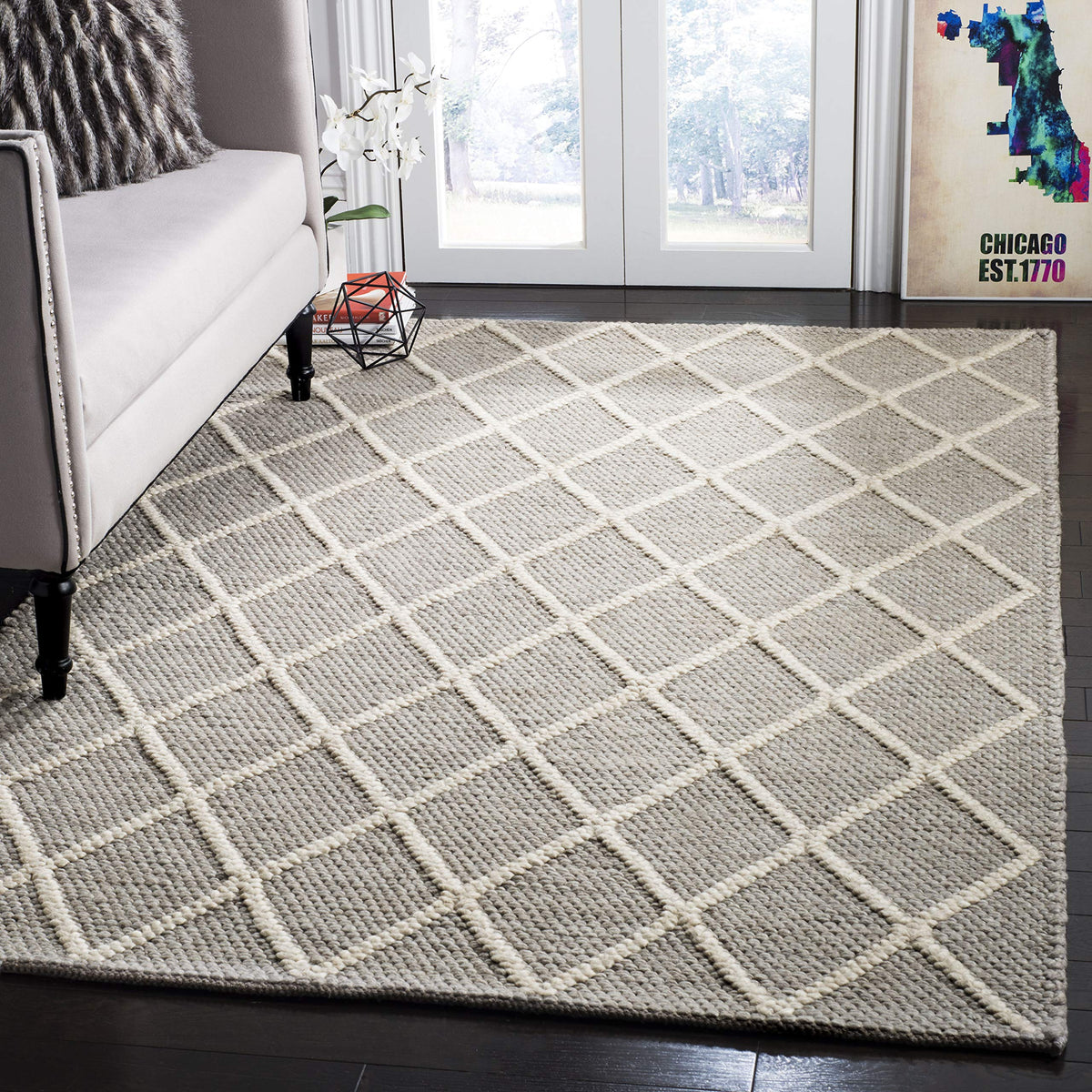 SAFAVIEH Natura Area Rug 4x6, Wool Knotted Ivory & Ivory NAT310A