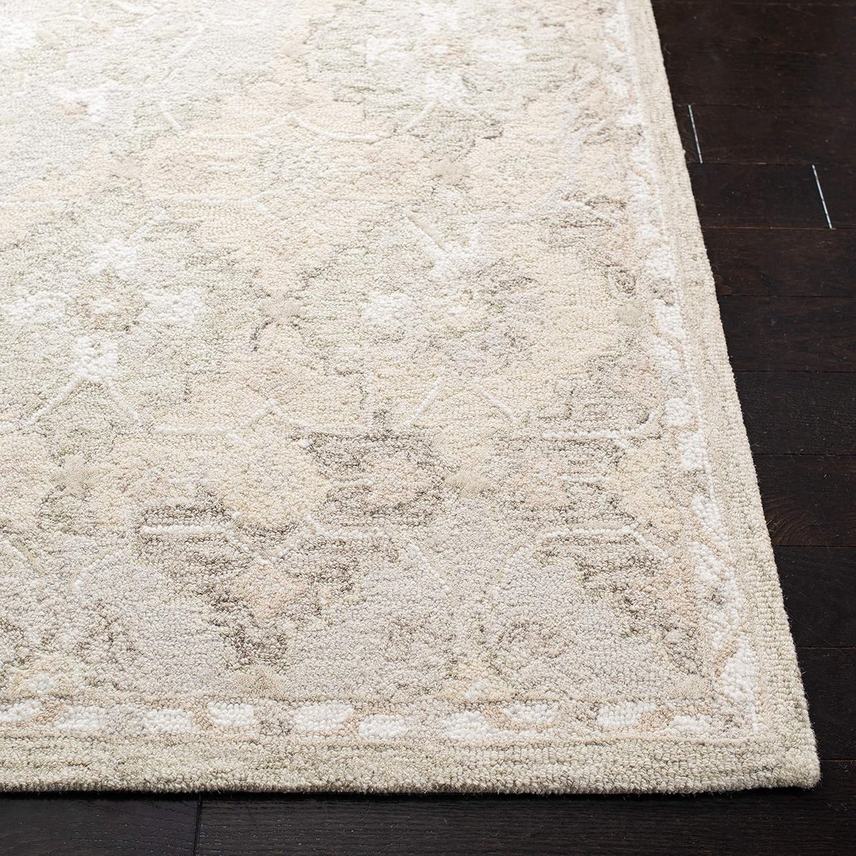 SAFAVIEH Area Rug 8x10 - Micro-Loop Collection - Large - Beige & Grey, Handmade Wool, Ideal for Living Room, Bedroom, Office, Dining Space (MLP377B)