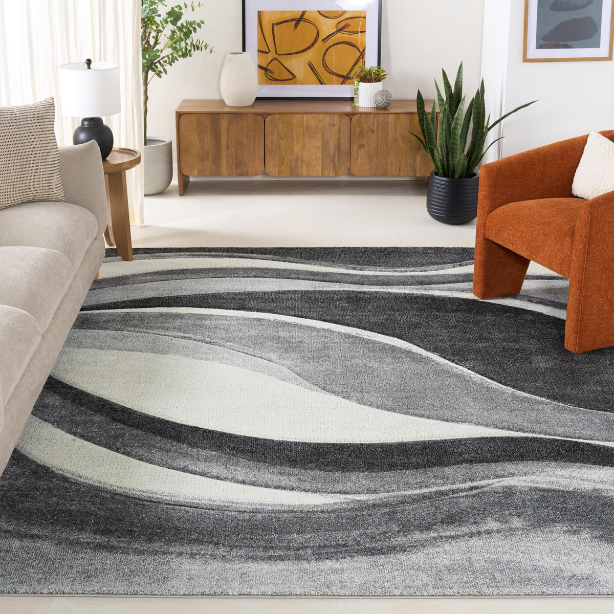 SAFAVIEH Hollywood Area Rug 10'6"x14', Modern Grey & Blue HLW766F