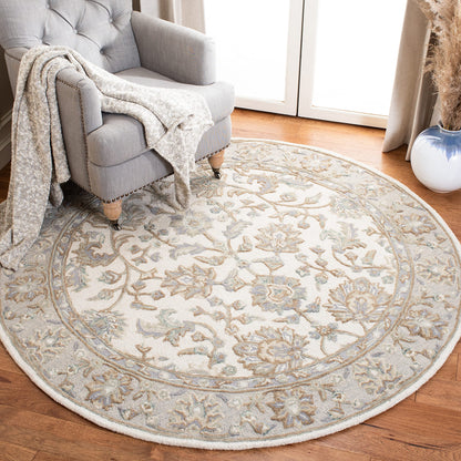 SAFAVIEH Glamour Collection 9' x 12' Ivory/Grey GLM628A Handmade Premium Wool Area Rug