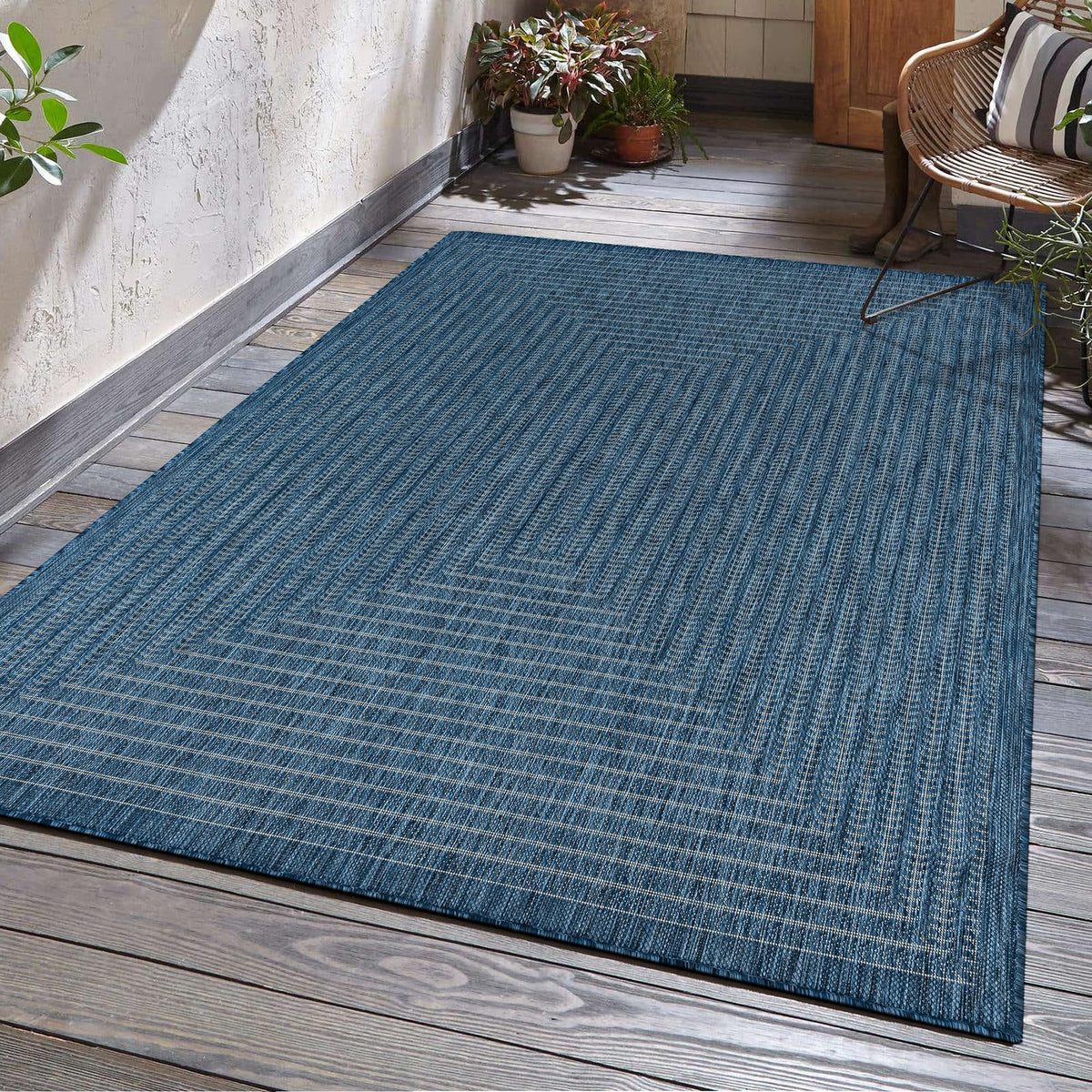 Adiva Rugs Outdoor Indoor Area Rug, Weather Resistant, Easy to Clean, Stain Resistant Floor Mat for Dining Room, Backyard, Deck, Patio (Wooden, 9' x 12')