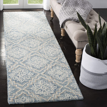 SAFAVIEH Abstract Collection Area Rug - 6' x 9', Blue & Grey, Handmade Wool, Ideal for High Traffic Areas in Living Room, Bedroom (ABT201A)