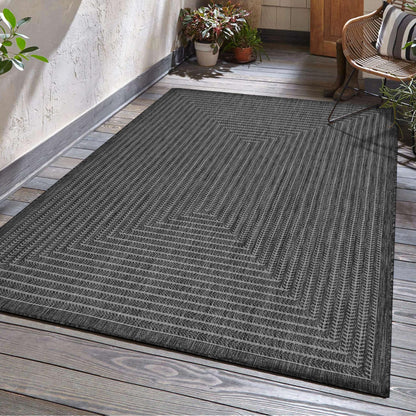 Adiva Rugs Outdoor Indoor Area Rug, Weather Resistant, Easy to Clean, Stain Resistant Floor Mat for Dining Room, Backyard, Deck, Patio (Wooden, 9' x 12')