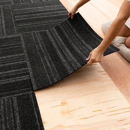 Mohawk Home 24" x 24" Indoor/Outdoor 0.25" Pile Height, Peel and Stick Carpet Tile, Grey Polyester, (15 Tiles) (60 sqft/Box)