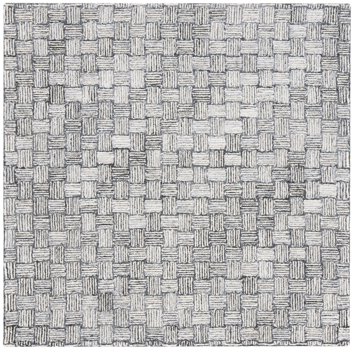 SAFAVIEH Micro-Loop Collection Area Rug - 5' Square, Light Grey & Ivory, Handmade Wool, Ideal for High Traffic Areas in Living Room, Bedroom (MLP537F)