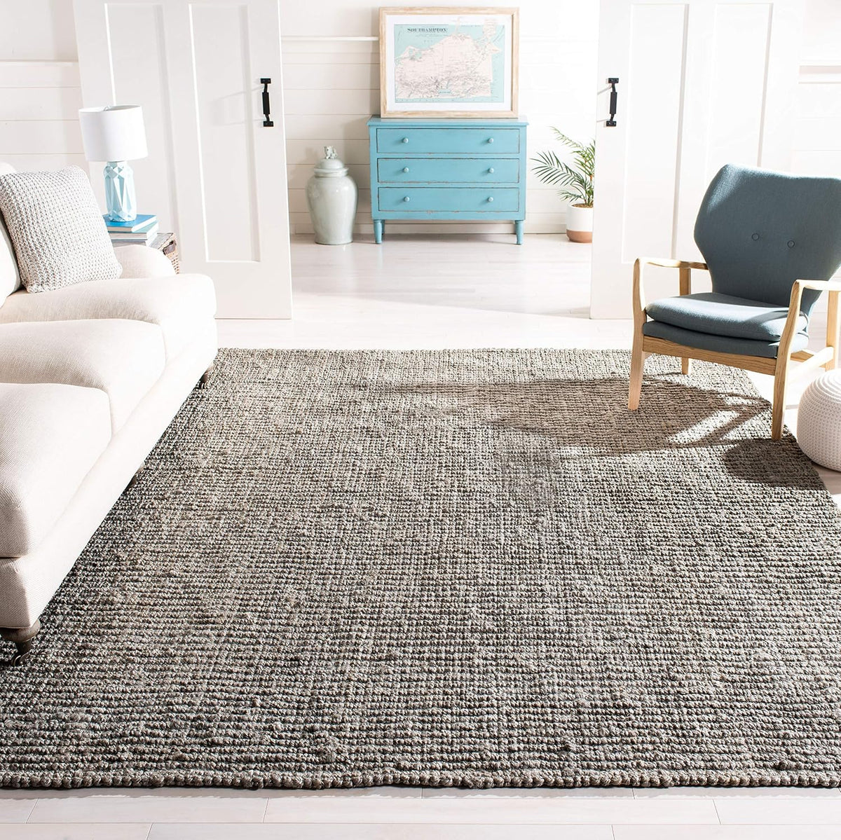 SAFAVIEH Natural Fiber Square Rug 6', Jute Knotted Light Grey NF447G
