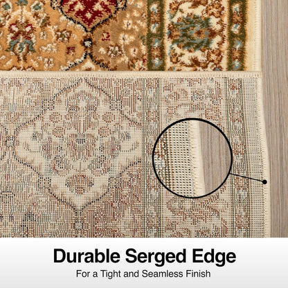 Well Woven Custom Size Hallway Stair Runner - Choose Your Length - Pyla Oriental Red Green 27 Inches Wide x 18 Feet Long Runner (27" x 18') Traditional Carpet