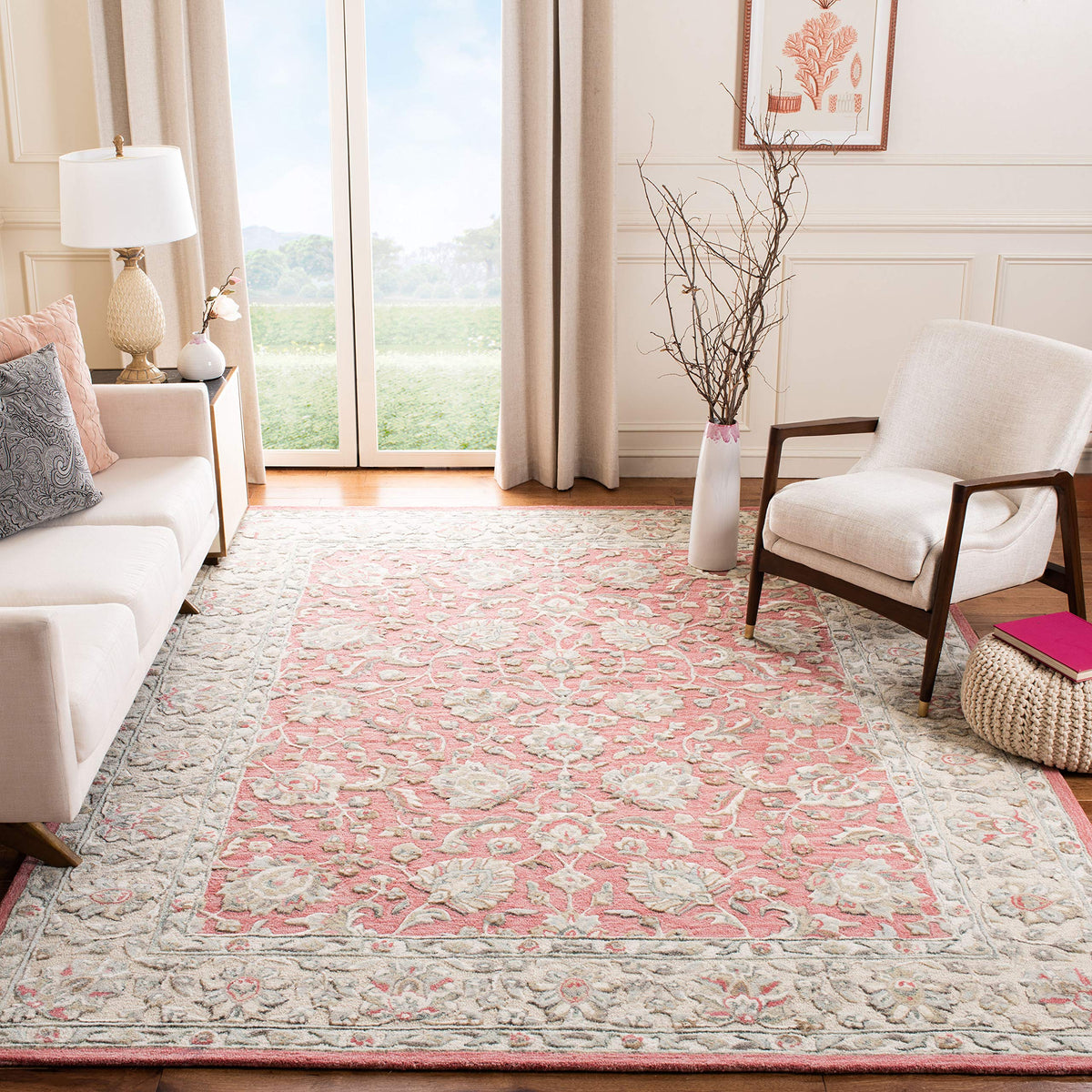 SAFAVIEH Glamour Collection 9' x 12' Ivory/Grey GLM628A Handmade Premium Wool Area Rug
