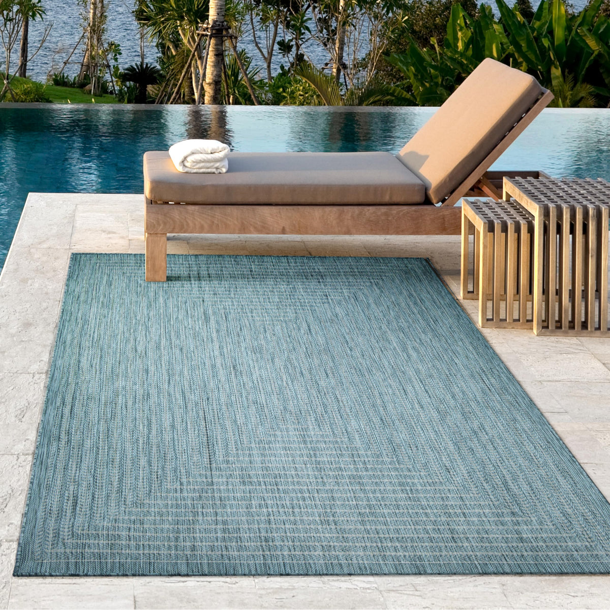 Adiva Rugs Outdoor Indoor Area Rug, Weather Resistant, Easy to Clean, Stain Resistant Floor Mat for Dining Room, Backyard, Deck, Patio (Wooden, 9' x 12')