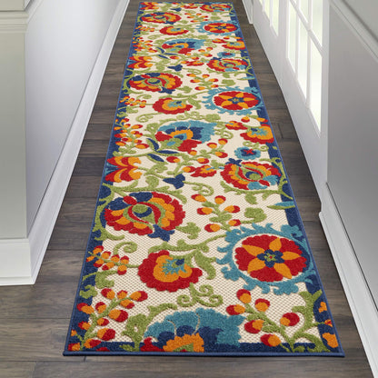 Nourison Home Aloha Natural Blue 2'3" x 10' Area Rug - Easy Clean, Non Shedding, Bed Room, Living Room, Dining Room, Kitchen (10' Runner)