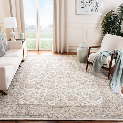 SAFAVIEH Glamour Collection 9' x 12' Ivory/Grey GLM628A Handmade Premium Wool Area Rug