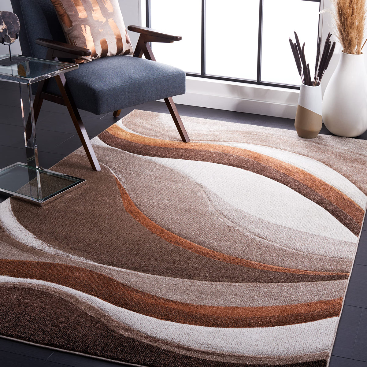 SAFAVIEH Hollywood Area Rug 10'6"x14', Modern Grey & Blue HLW766F