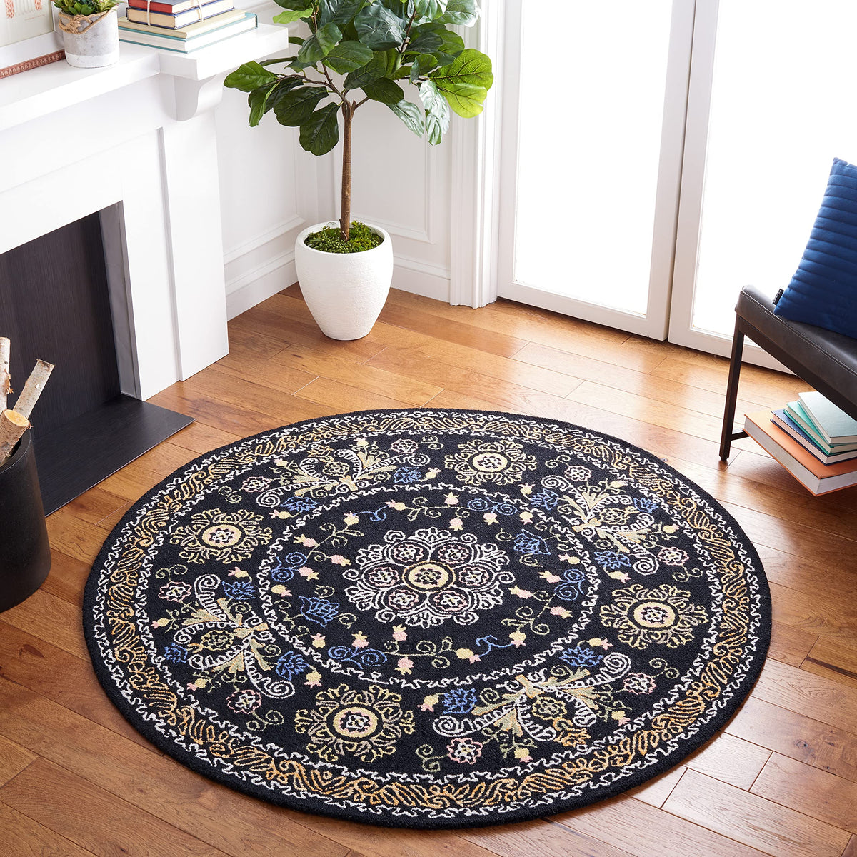 SAFAVIEH Micro-Loop Collection Area Rug - 9' x 12', Blue & Green, Handmade Wool, Ideal for High Traffic Areas in Living Room, Bedroom (MLP522M)