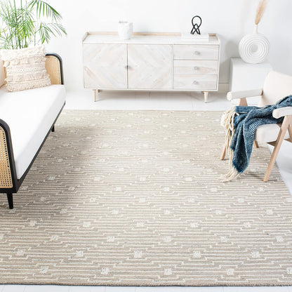 SAFAVIEH Area Rug 8x10 - Micro-Loop Collection - Large - Light Grey & Ivory, Handmade Wool, Ideal for Living Room, Bedroom, Office, Dining Space (MLP178F)