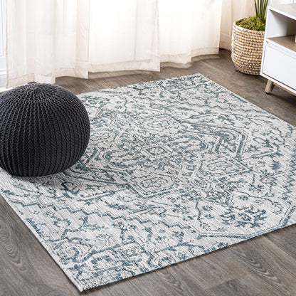 JONATHAN Y Boho Medallion Indoor Outdoor Area Rug 8X10 Black/Gray, Estrella Textured Weave for Backyard, Patio, Porch, Easy-Cleaning, High Traffic, Pet-Friendly, Non-Shedding (SMB105D-8)