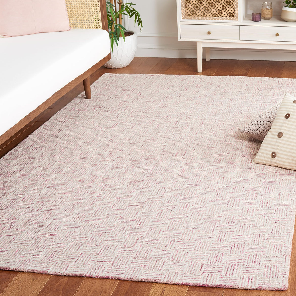 SAFAVIEH Micro-Loop Collection Area Rug - 5' Square, Light Grey & Ivory, Handmade Wool, Ideal for High Traffic Areas in Living Room, Bedroom (MLP537F)