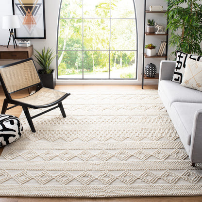SAFAVIEH Natura Wool Area Rug 3'x5', Soft Plush Boho Grey & Ivory NAT102A