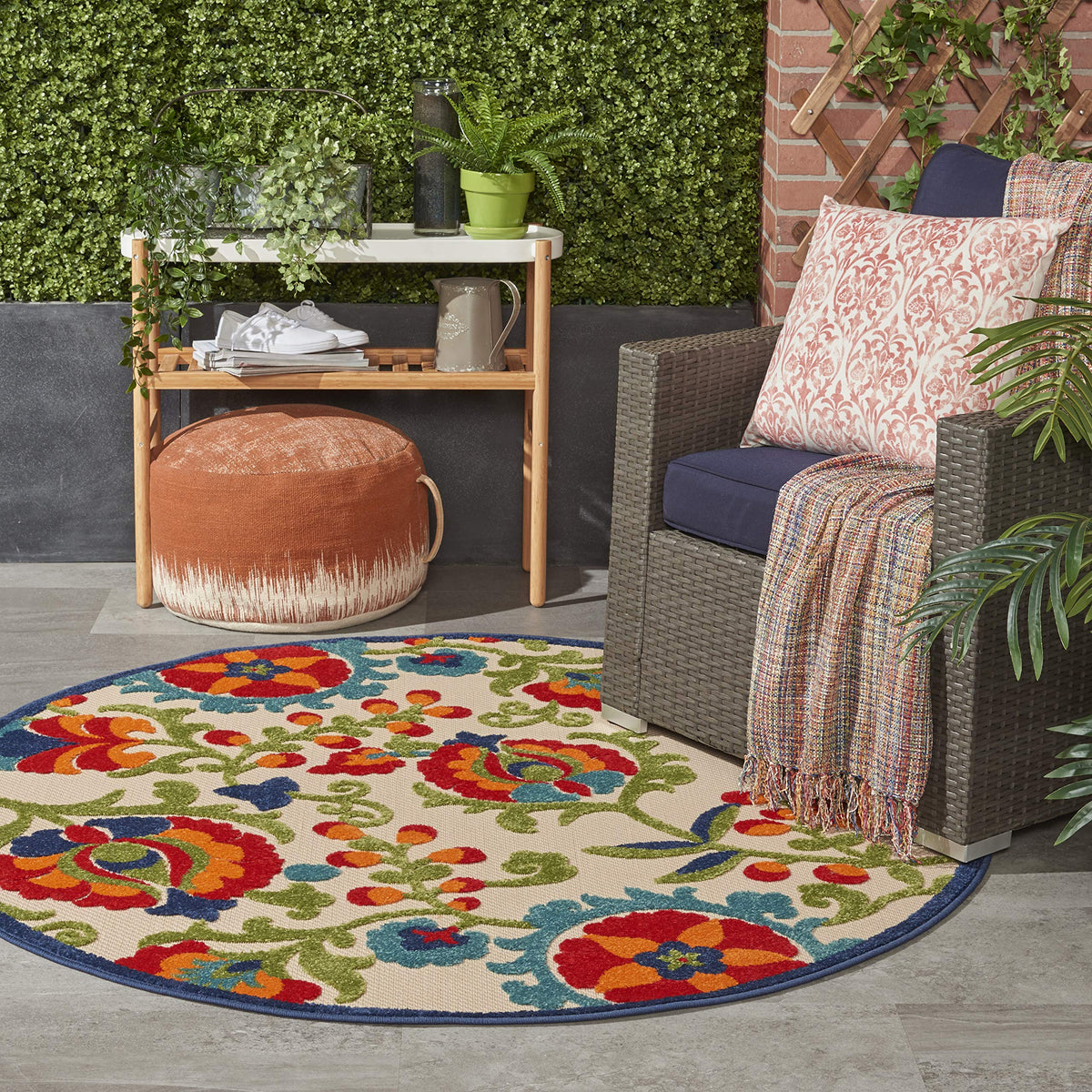 Nourison Home Aloha Natural Blue 2'3" x 10' Area Rug - Easy Clean, Non Shedding, Bed Room, Living Room, Dining Room, Kitchen (10' Runner)