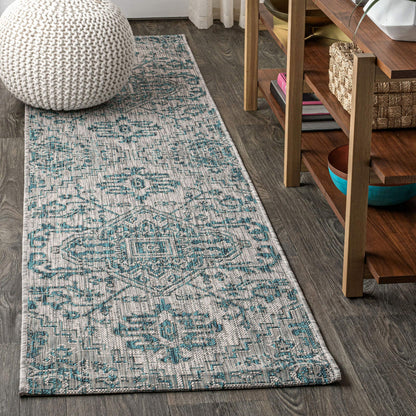 JONATHAN Y Boho Medallion Indoor Outdoor Area Rug 8X10 Black/Gray, Estrella Textured Weave for Backyard, Patio, Porch, Easy-Cleaning, High Traffic, Pet-Friendly, Non-Shedding (SMB105D-8)