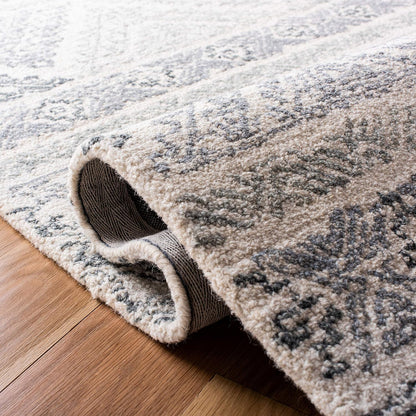 SAFAVIEH Micro-Loop Collection Area Rug - 9' x 12', Ivory & Grey, Handmade Moroccan Boho Wool, Ideal for High Traffic Areas in Living Room, Bedroom (MLP206A)