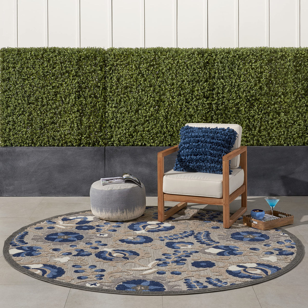 Nourison Home Aloha Natural Blue 2'3" x 10' Area Rug - Easy Clean, Non Shedding, Bed Room, Living Room, Dining Room, Kitchen (10' Runner)