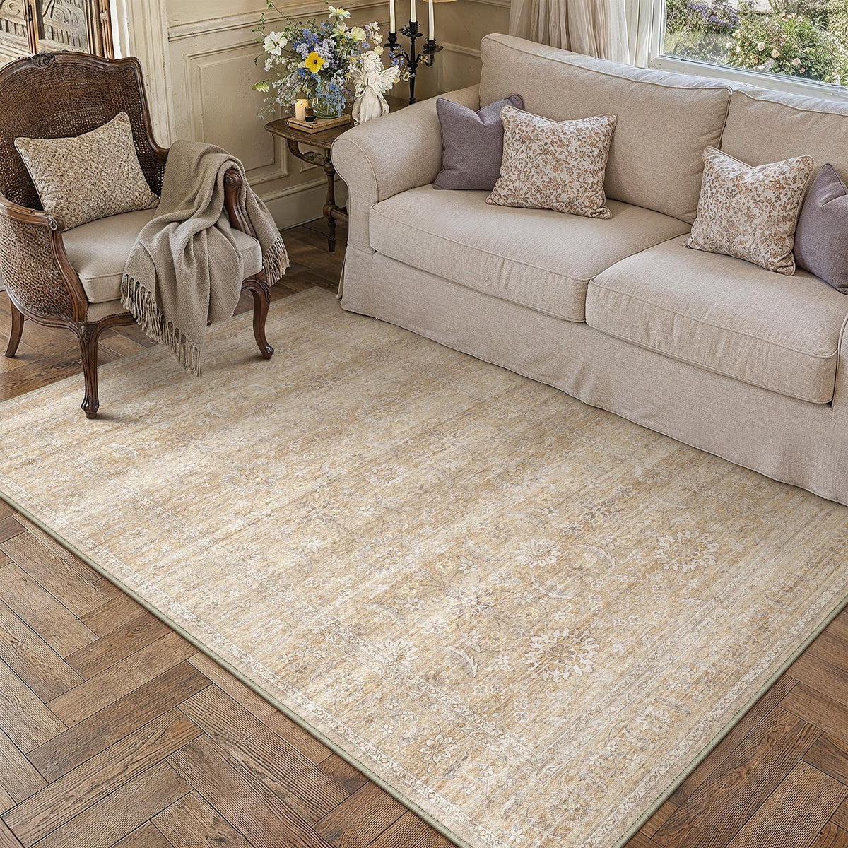 HUGEAR 8x10 Neutral Beige Large Area Rug