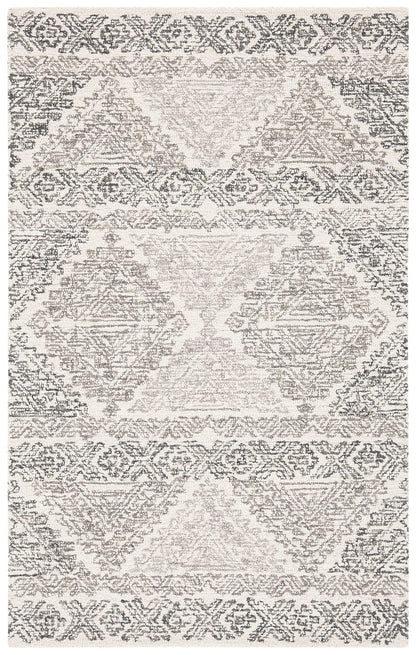 SAFAVIEH Micro-Loop Collection Area Rug - 9' x 12', Ivory & Grey, Handmade Moroccan Boho Wool, Ideal for High Traffic Areas in Living Room, Bedroom (MLP206A)