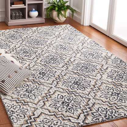 SAFAVIEH Abstract Collection Area Rug - 6' x 9', Blue & Grey, Handmade Wool, Ideal for High Traffic Areas in Living Room, Bedroom (ABT201A)