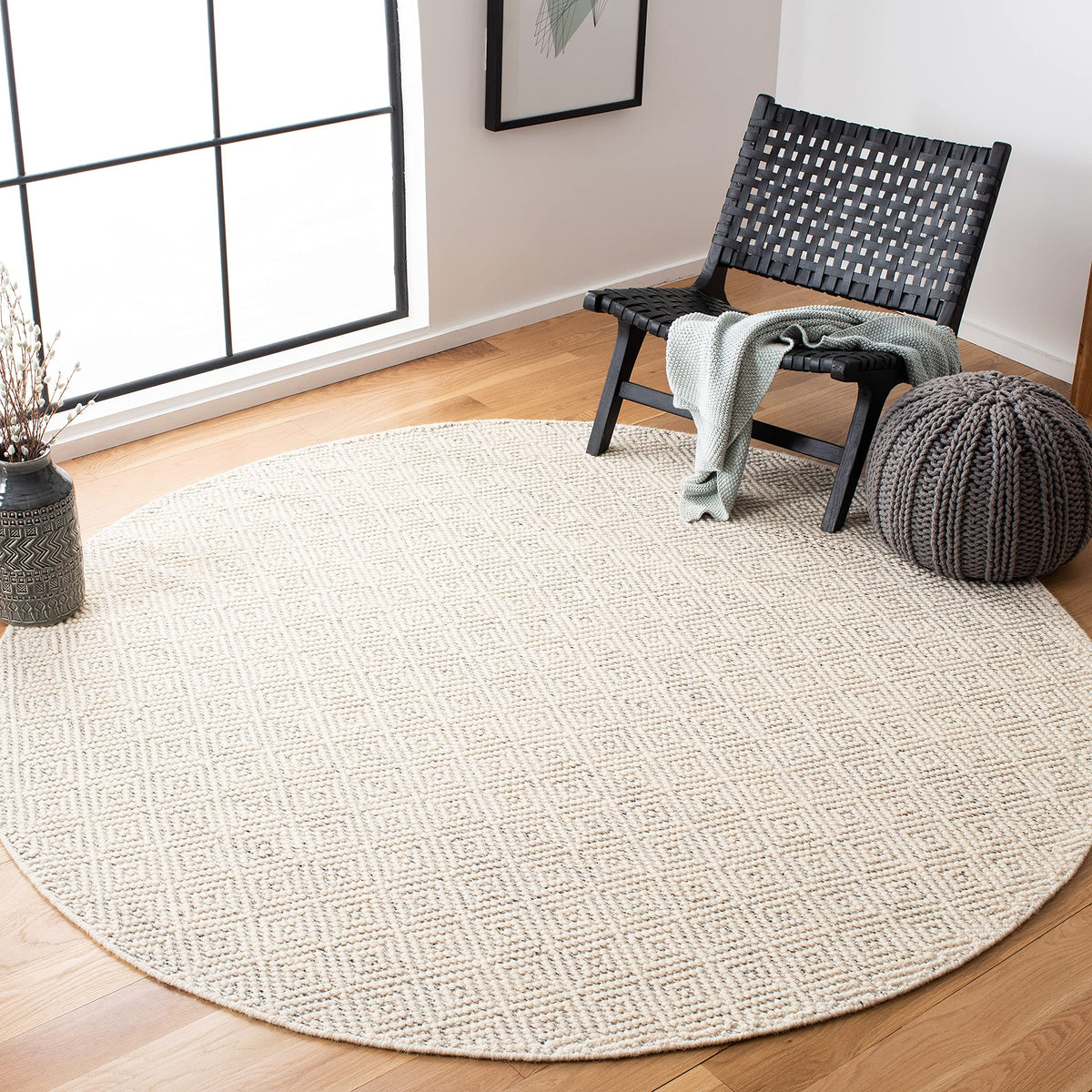 SAFAVIEH Natura Wool Area Rug 8'x10', Ivory & Light Grey NAT503A