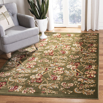 SAFAVIEH Lyndhurst Collection Area Rug - 5'3" Round, Sage, Traditional Floral Design, Non-Shedding & Easy Care, Ideal for High Traffic Areas in Living Room, Bedroom (LNH326B)
