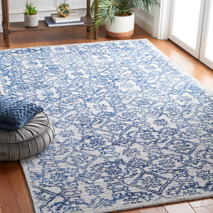 SAFAVIEH Micro-Loop Collection Area Rug - 5' x 8', Blue, Handmade Wool, Ideal for High Traffic Areas in Living Room, Bedroom (MLP955M)