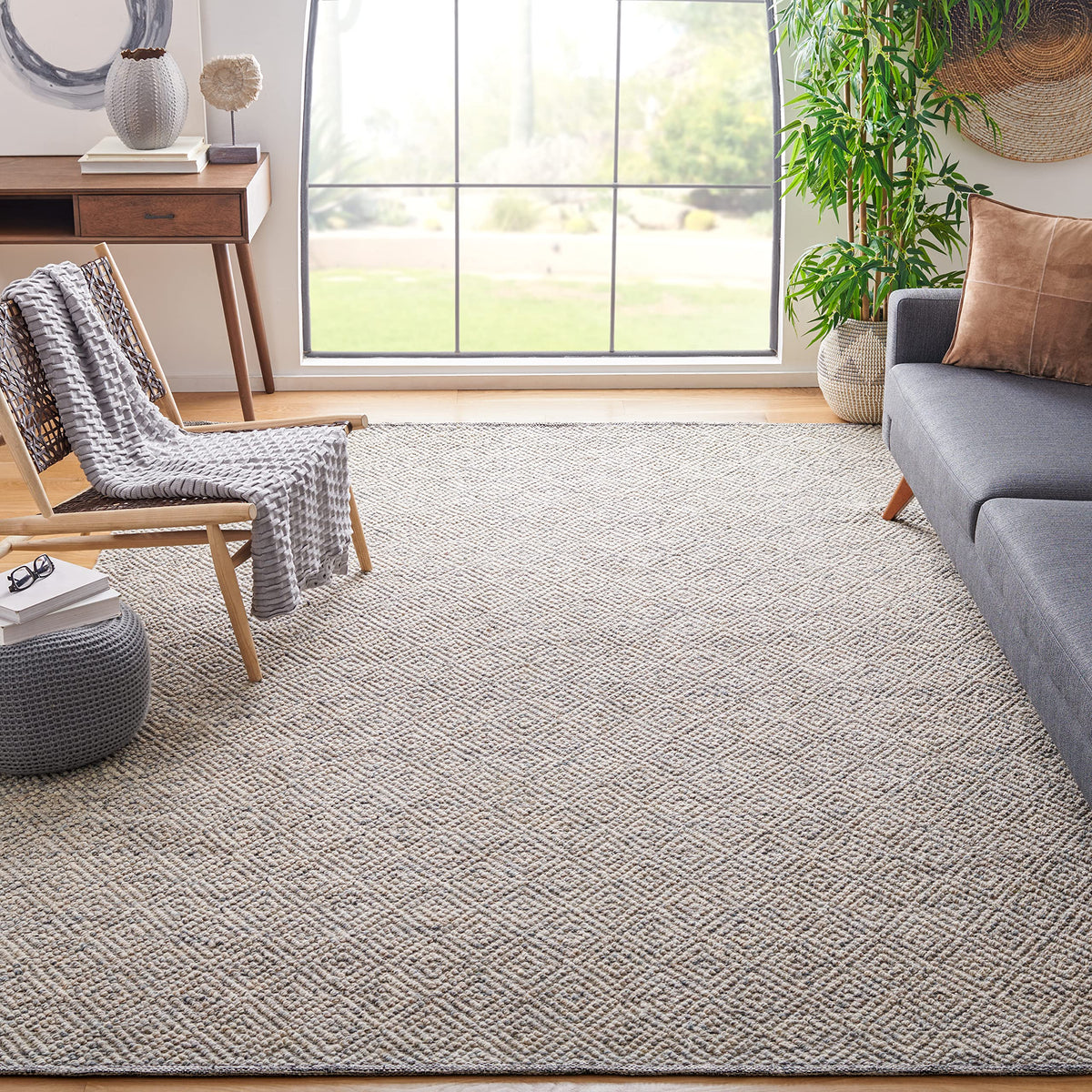 SAFAVIEH Natura Wool Area Rug 8'x10', Ivory & Light Grey NAT503A
